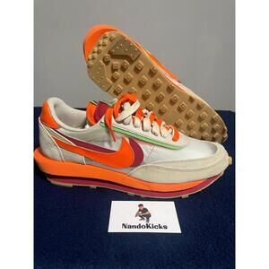 Size 11.5 - Nike sacai x Clot x LDWaffle Net Orange Blaze (DH1347-100)